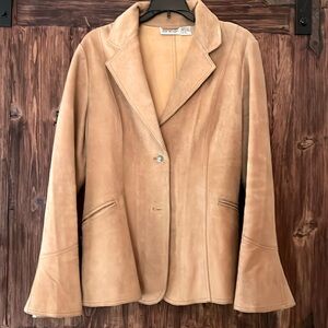 Suede sports jacket with bell sleeves